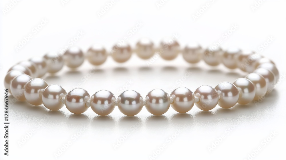 Pearl bracelet, studio shot, white background, jewelry display Pearl bracelet, studio shot, white background, jewelry display