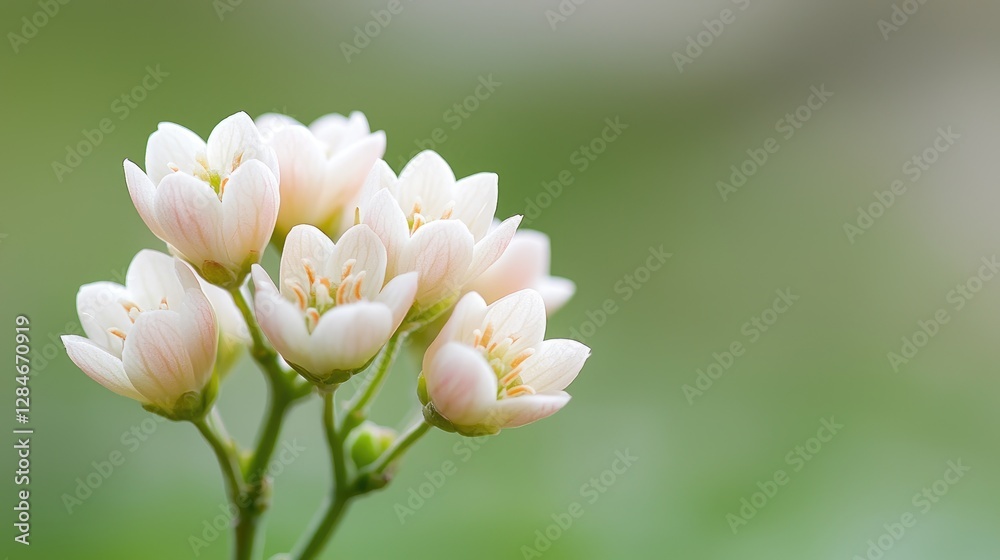 Fototapeta premium Delicate white flowers bloom, garden background, nature photography, spring greeting card