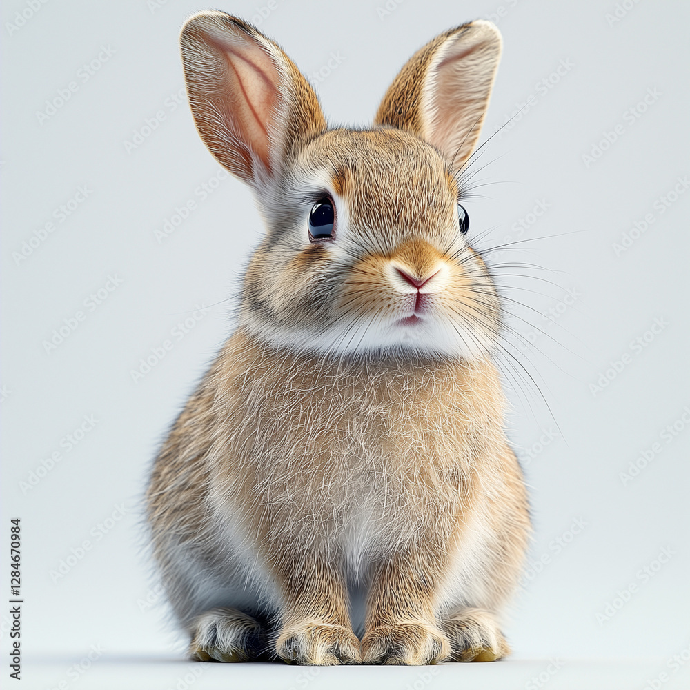 Obraz premium Cute Rabbit Isolated on White Background