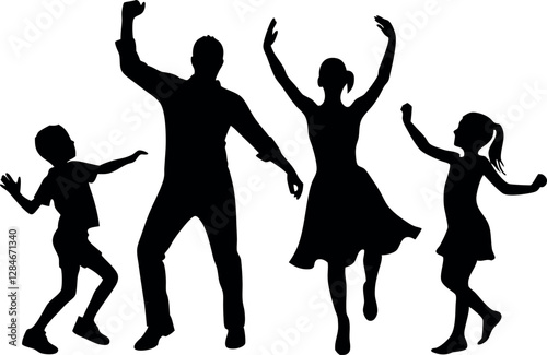 Dancing Family Vector Silhouettes