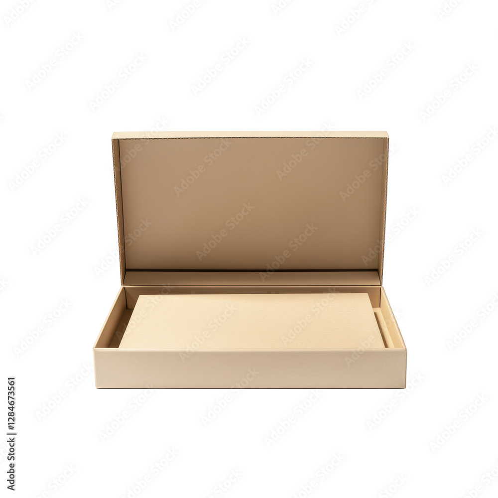Isolated Open Rectangular Box with Lid, Simple Design Isolated Open Rectangular Box with Lid, Simple Design