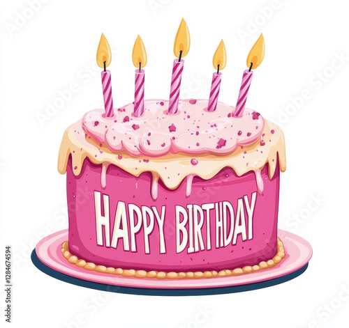 Colorful Birthday Cake Decorated With Candles and Berries Celebrating a Special Occasion at a Festive Gathering