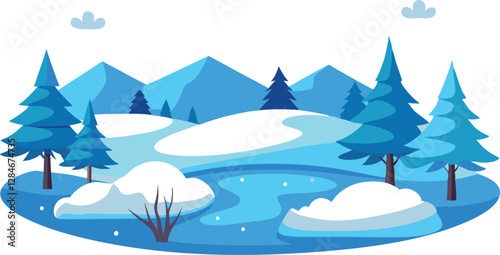 Snowy Forest & Icy Pond. A Stunning Winter Landscape