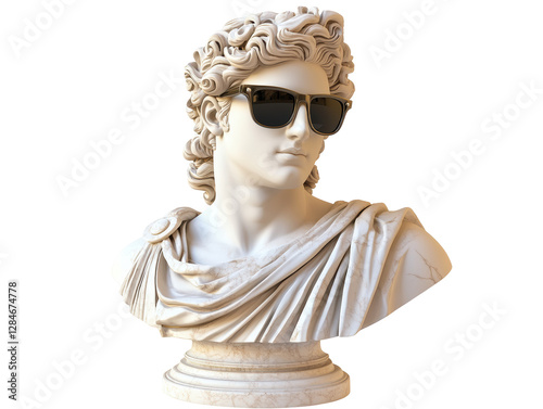 Isolated Bust of Apollo with Stylish Sunglasses