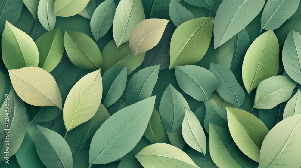 Fototapeta premium Lush Green Foliage Creates a Serene Atmosphere in a Tranquil Environment Filled With Soft Light and Natural Beauty