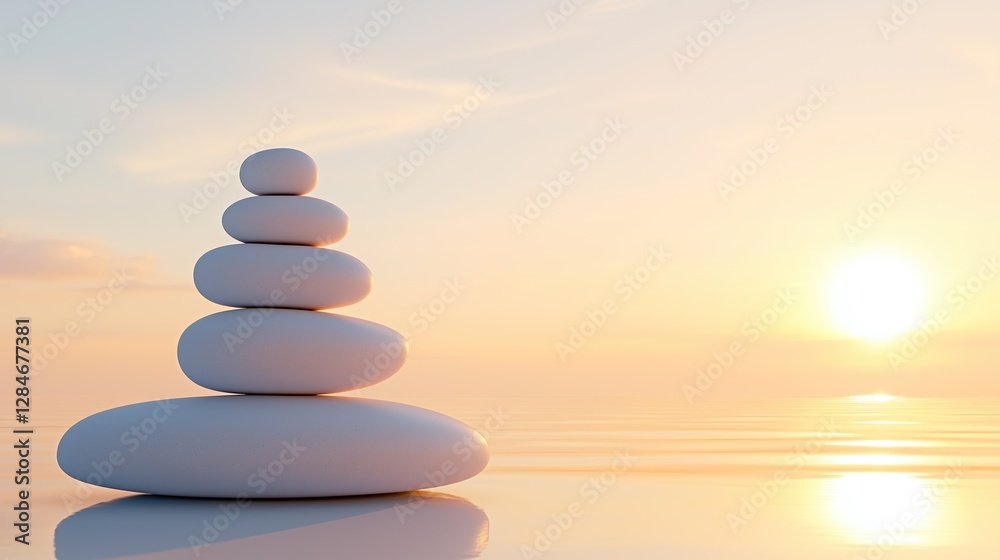 Stacked Smooth Rocks on a Sunny Beach, ideal for reflecting concepts such as harmony, peace, and stability. Stacked Smooth Rocks on a Sunny Beach, ideal for reflecting concepts such as harmony, peace, and stability.