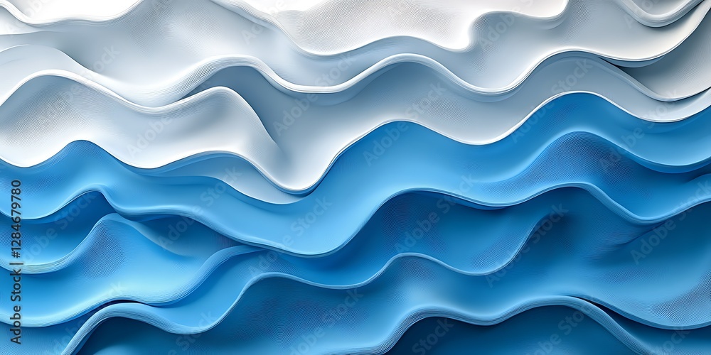 Fototapeta premium Abstract wavy blue and white design
