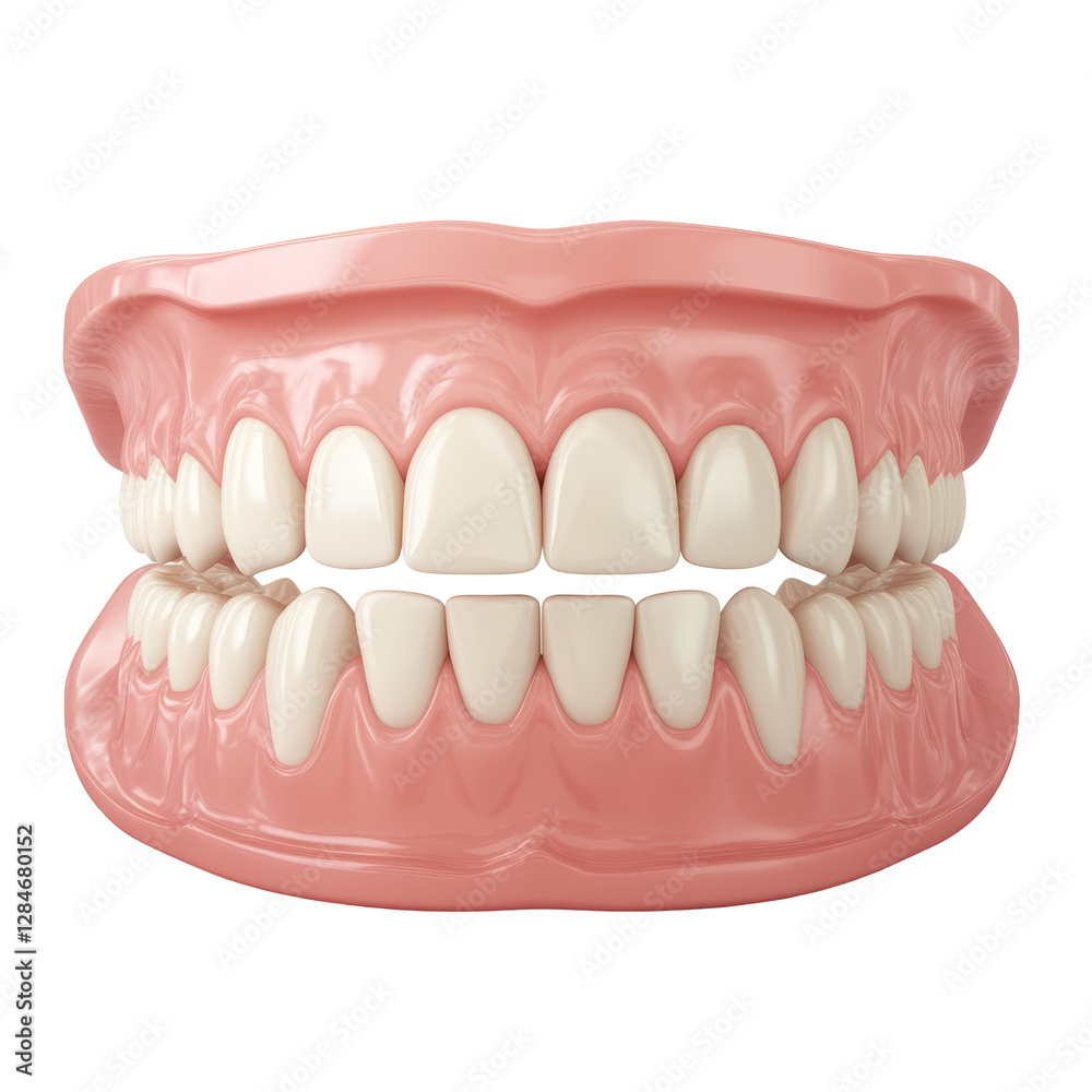 Isolated Set of False Teeth with Pink Gums Isolated Set of False Teeth with Pink Gums