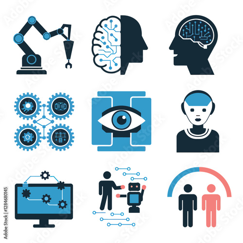 vector Artificial Intelligence model Robot  with ai info-graph design help in business
