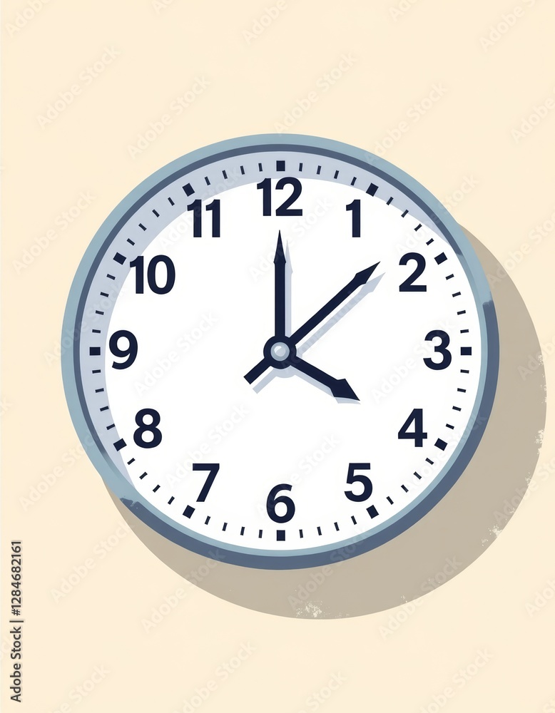 Minimalist Clock Hands Moving Backward 3 to 2, Simple White Background, Copy Space for Text, Flat Color Illustration Minimalist Clock Hands Moving Backward 3 to 2, Simple White Background, Copy Space for Text, Flat Color Illustration