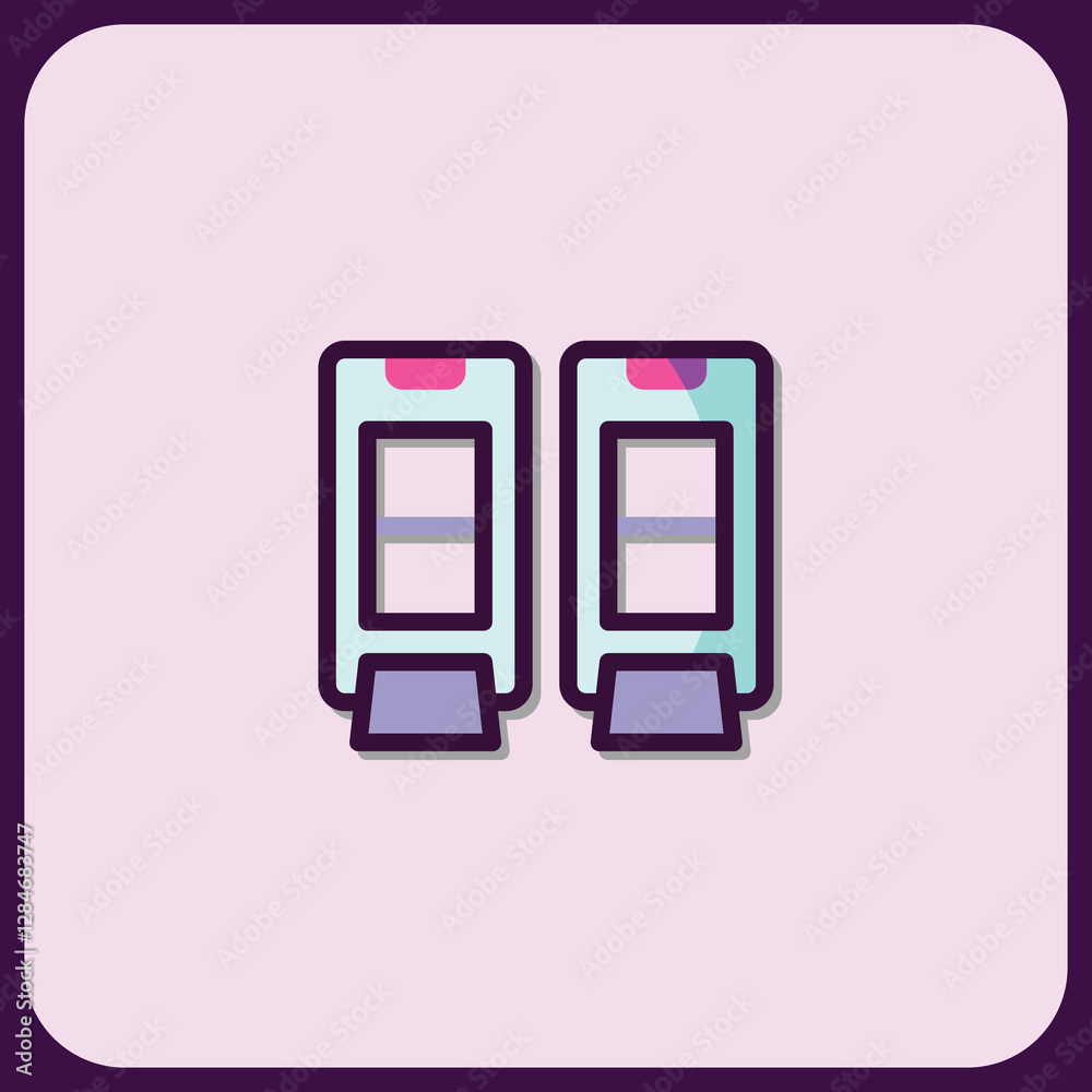 Stylized Icon Graphic of Twin Automated Gates Stylized Icon Graphic of Twin Automated Gates