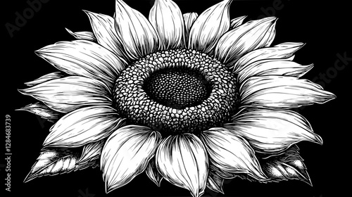 Stunning Sunflower Line Art Illustration