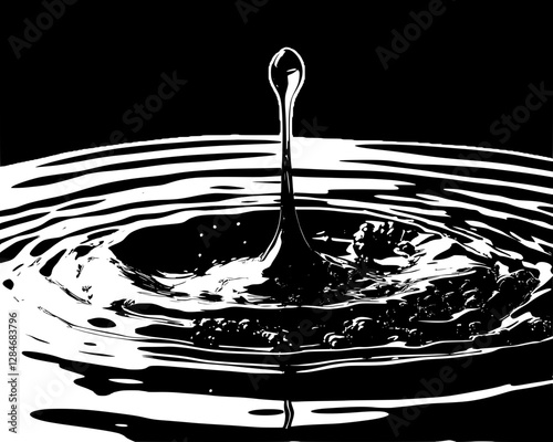 A Striking Oil Drop and Ripples