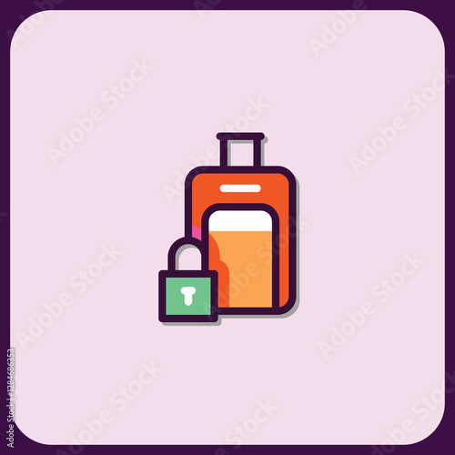 Secured Luggage Icon: Travel Safety and Security