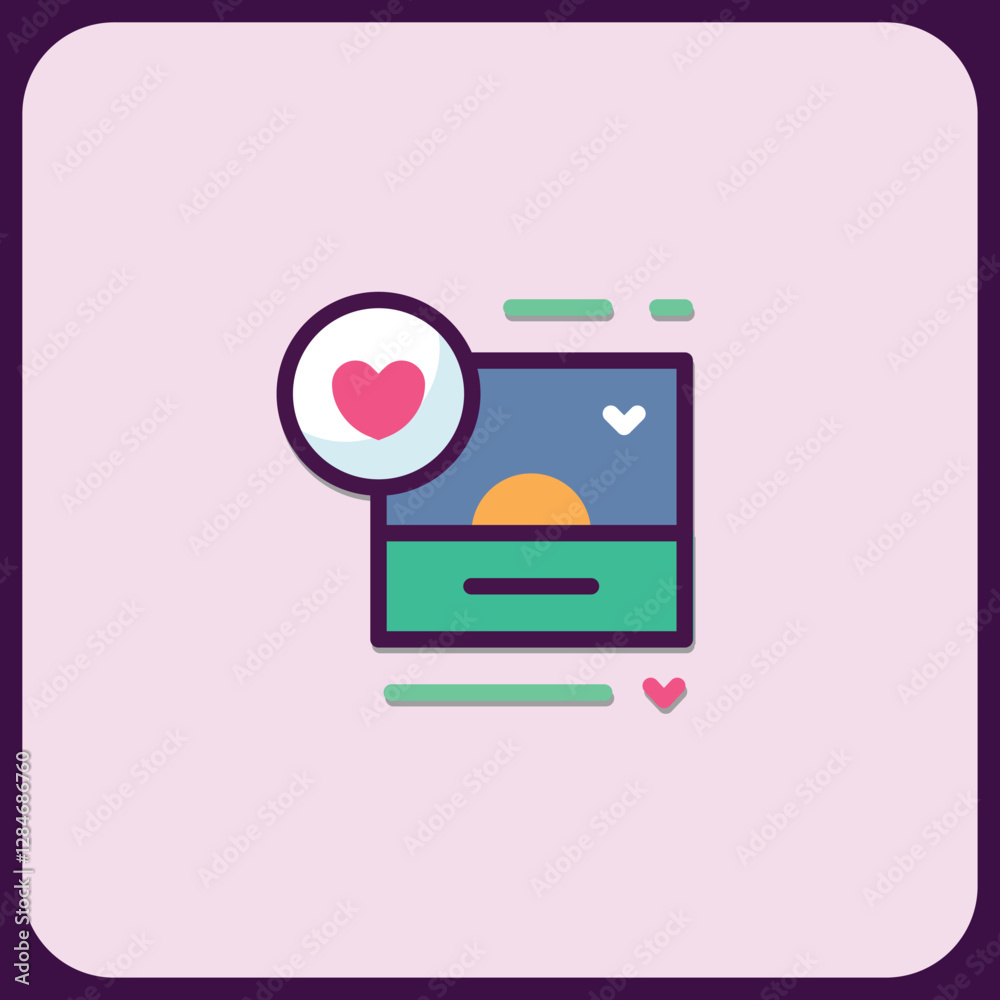 Sunset Landscape Photo Liked Social Media Post Icon Sunset Landscape Photo Liked Social Media Post Icon