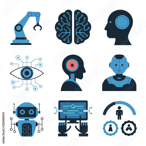 vector Artificial Intelligence model Robot  with ai info-graph design help in business
