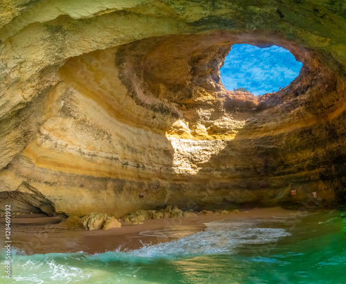 Inside the stunning Benagil cave, Algarve, Portugal