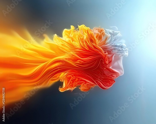 Abstract Digital Painting: Hands Pulling Apart into Fluid Colors, An abstract digital painting of a pair of hands that appear to be pulling apart, symbolizing a reluctant fare
