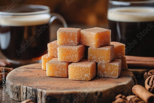 Artisan Homemade Caramel Sugar Cubes with Dark Coffee - Gourmet Sweet Treats for Fall photo