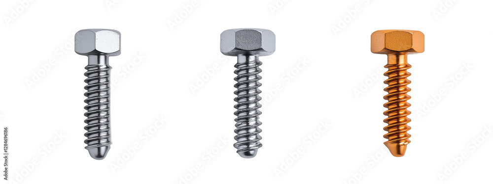 Metal Screws | Silver and Copper Hexagonal Head Fasteners Metal Screws | Silver and Copper Hexagonal Head Fasteners