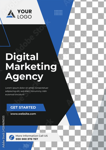 DIGITAL Marketing seminars SOLUTIONS Strategies live webinar banner invitation and social media post template. Business webinar invitation design