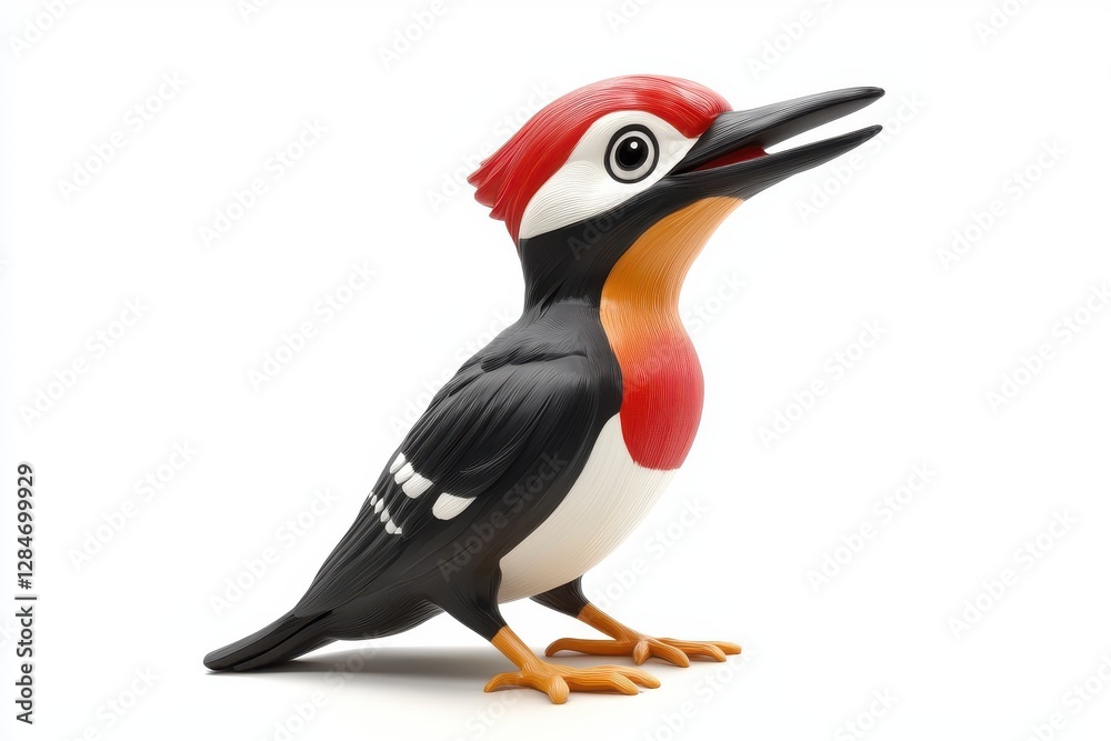 Fototapeta premium 3D Woodpecker Isolated and White Background