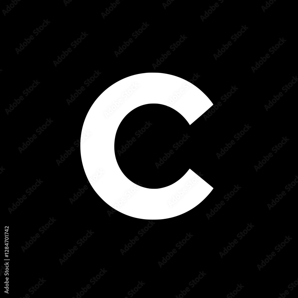 Elegant and Minimalist White Letter C on Black Background Elegant and Minimalist White Letter C on Black Background