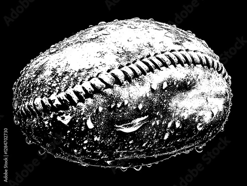 Frozen Rugby Ball with Water Drops