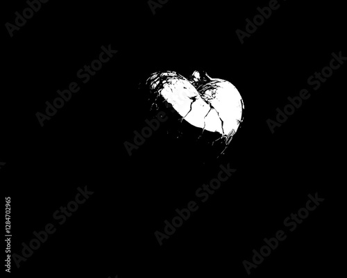 A Fractured Heart: A grayscale depiction of heartbreak