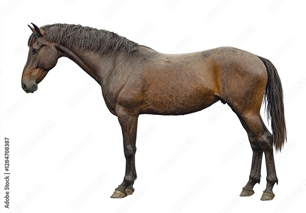 Beauty in a light brown horse captured in a half-turn pose, isolated as a Beauty in a light brown horse captured in a half-turn pose, isolated as a