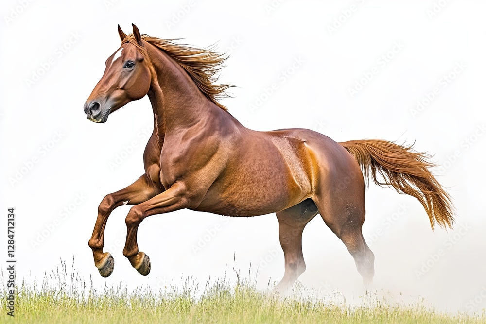 A brown horse galloping on its hind legs, isolated on a transparent background A brown horse galloping on its hind legs, isolated on a transparent background