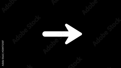 Arrow animation on transparent background. White arrow loop animation direction concept. White arrow pointing. Animated arrow direction sign animation.