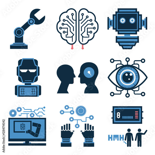 vector Artificial Intelligence model Robot  with ai info-graph design help in business
