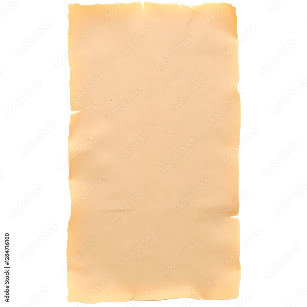 Fototapeta premium A aged, textured parchment paper with irregular edges, suitable for writing or artistic projects.