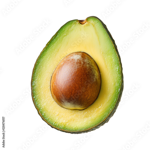 Fresh half avocado with seed isolated  
