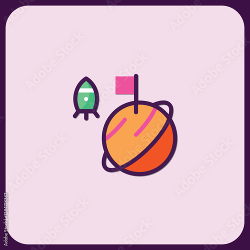 Planetary Exploration: Rocket and Planet Icon Set