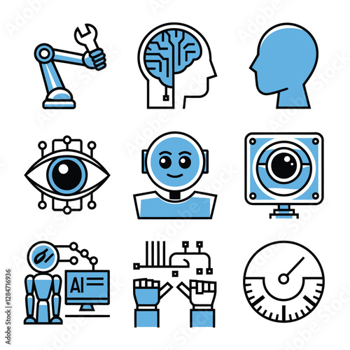 vector Artificial Intelligence model Robot  with ai info-graph design help in business
