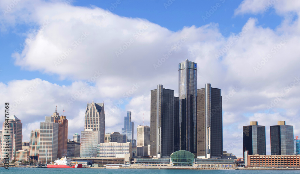 January 29, 2025 Detroit, Michigan, Downtown Skyline from Windsor, Ontario, Canada, taken January 29, 2025, Includes newest build, The Hudson Building. January 29, 2025 Detroit, Michigan, Downtown Skyline from Windsor, Ontario, Canada, taken January 29, 2025, Includes newest build, The Hudson Building.