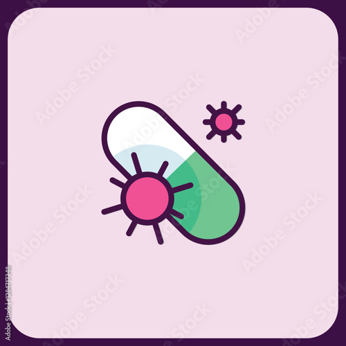 Capsule Icon: Viral Infection Treatment Concept