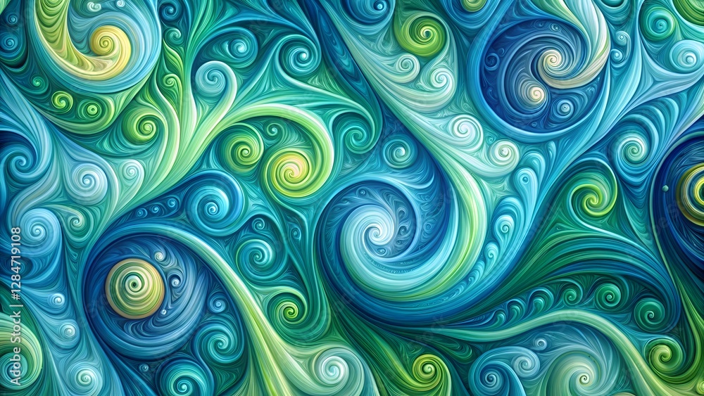 Abstract Swirl Pattern in Teal, Green, and Blue Hues Abstract Swirl Pattern in Teal, Green, and Blue Hues