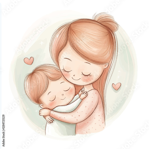 illustration of motherly love and hug
