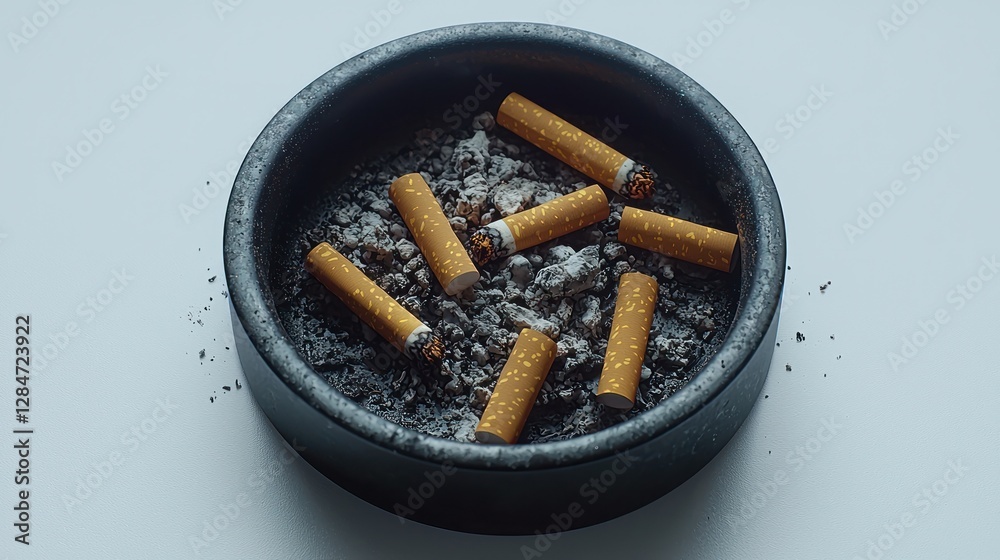 Used cigarettes in ashtray on white background (1) Used cigarettes in ashtray on white background (1)