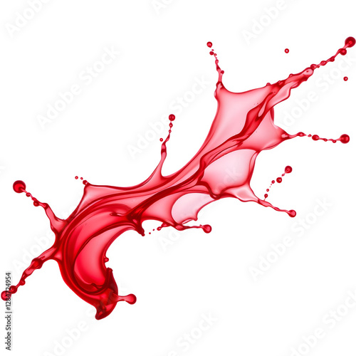 A dynamic splash of red liquid, capturing movement with droplets extending outward.