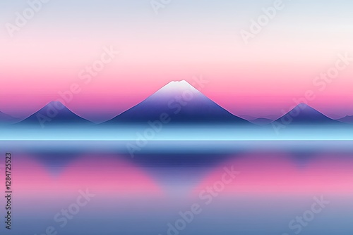 Tranquil landscape with mountains and a beautiful colorful sunset