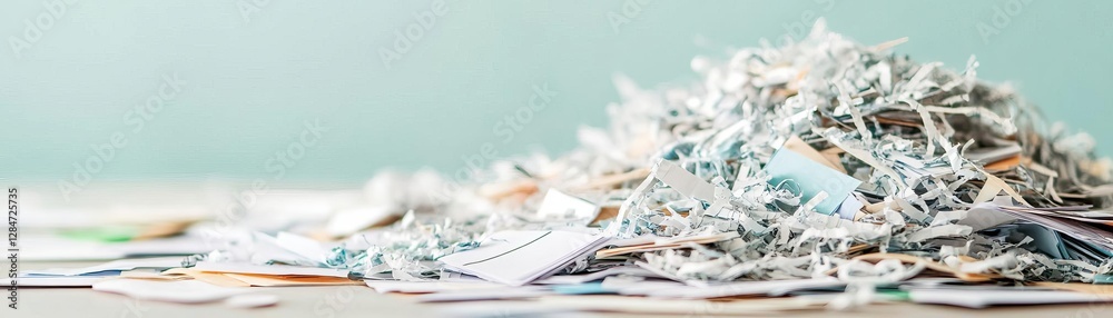 A pile of shredded investment documents scattered across a desk