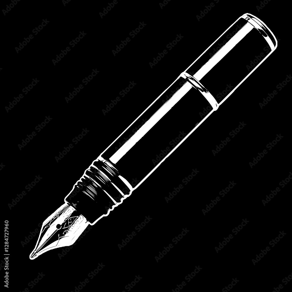 Naklejka premium Luxury Black Fountain Pen - Premium Writing Instrument