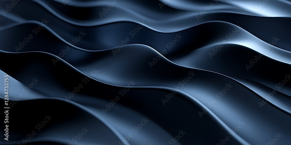 Obraz premium Abstract dark blue wavy folds (1)