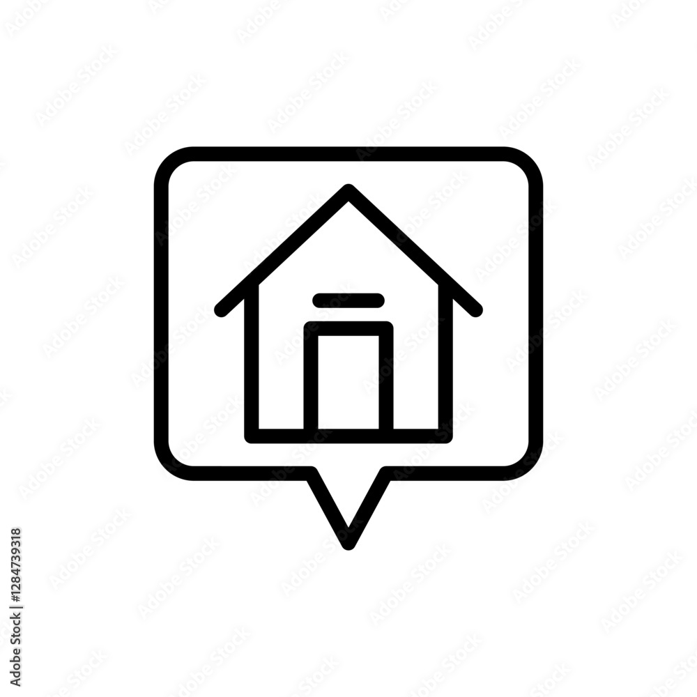 Speech bubble house icon line vector design in trendy style Speech bubble house icon line vector design in trendy style