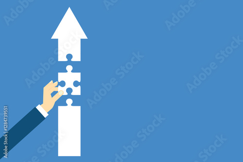 Teamwork working together to success, cooperation or team building collaborate to solve problem, partnership, help and support, business people colleagues help work together to connect jigsaw puzzle.