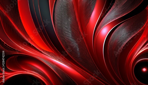 abstract red and black background detailed generative fractal graphics technology and science concept